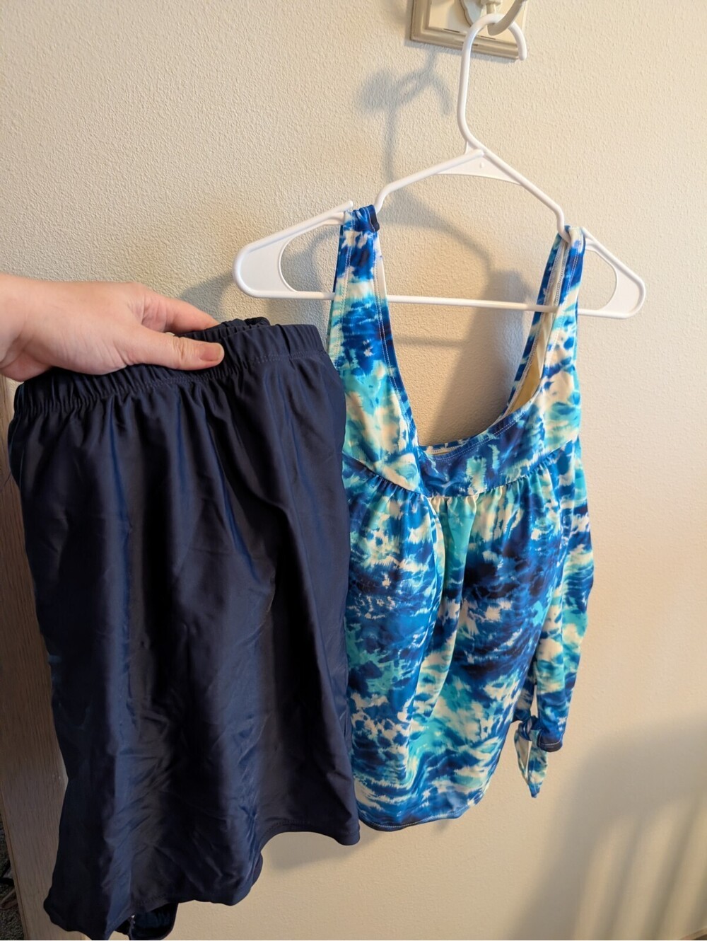 Swimsuits For All Women's 3x 24 Tankini Two Piece W/Shorts Navy blue tie dye